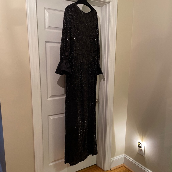 Teri jon size 16 black sequin dress - Picture 1 of 4
